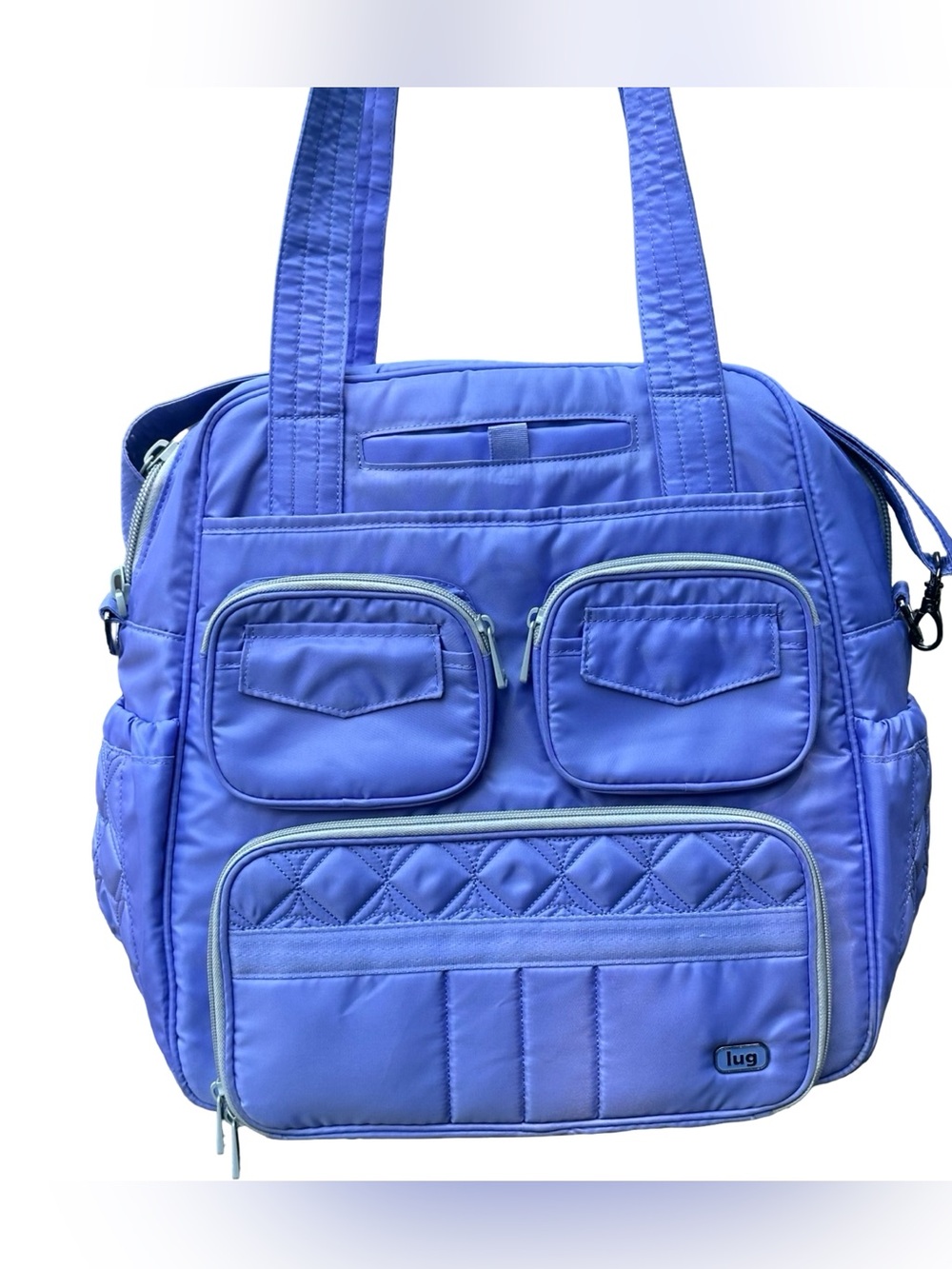 Lug Puddle Jumper Quilted Travel Tote Overnight Gym Bag Periwinkle Blue - Picture 3 of 17